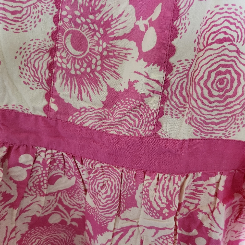Simply Envogue Sweet Whisper retro pink white floral print ruffle apron cute NWT